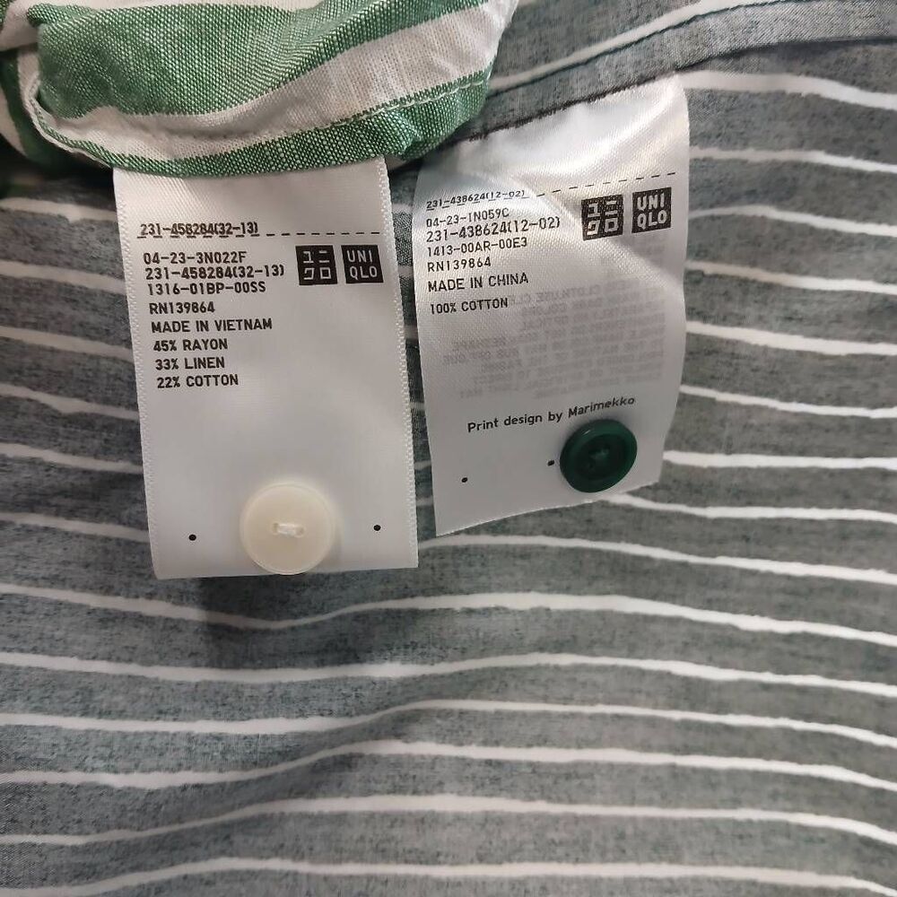 Marimekko womens uniqlo womens medium poplin linen shirt white stripe lot of 2 - Picture 10 of 11